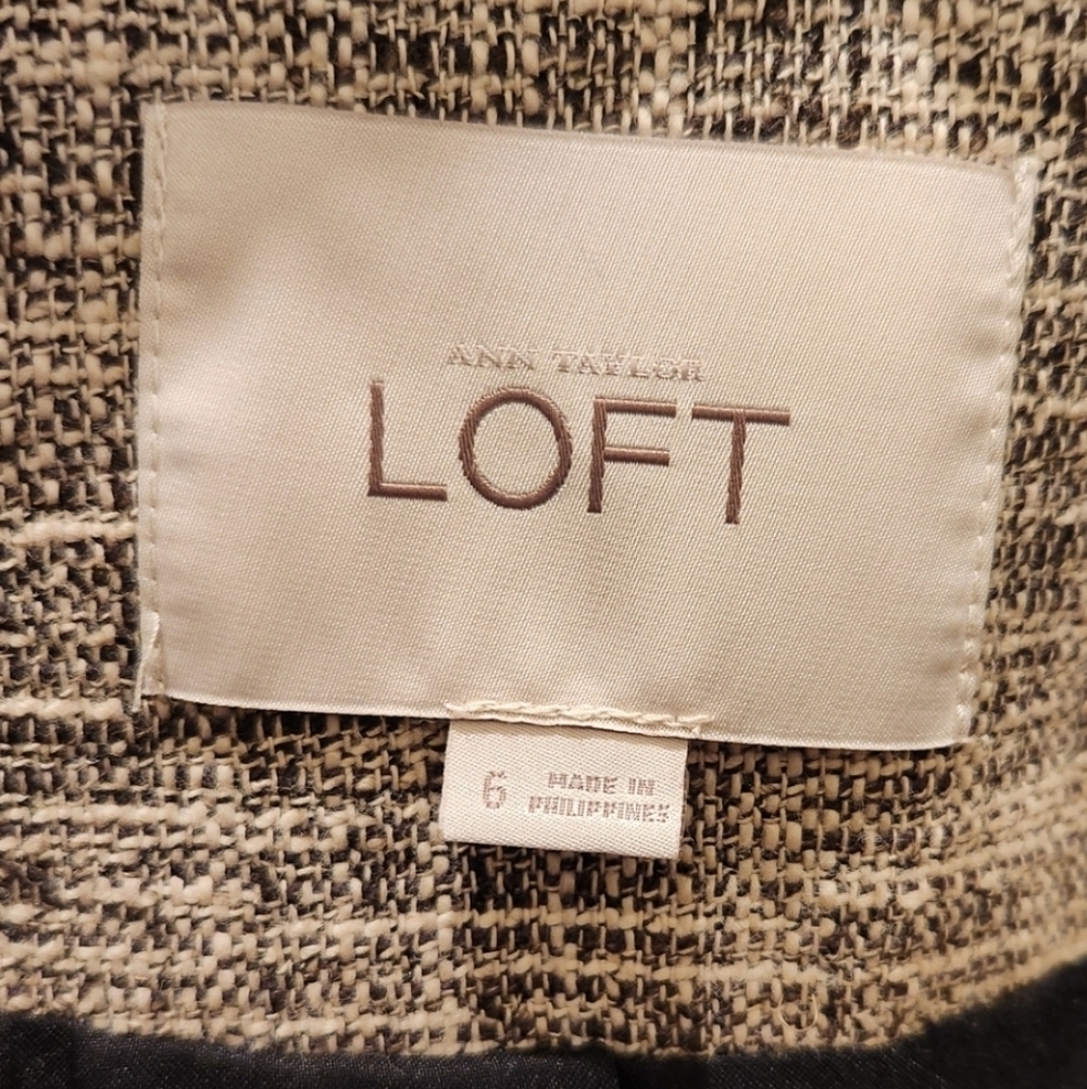 LOFT Tweed Zip-Front Jacket – Neutral Beige – Workwear Classic - Picture 2 of 4